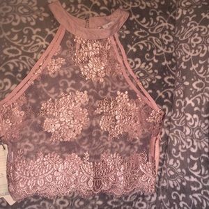 Cute Pastel pink laced crop top💕(S)✨